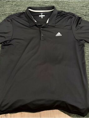 adidas Men’s Black Performance Polo with White Logo